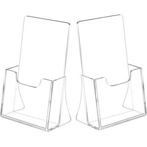 NIUBEE Acrylic Brochure Holder for 4’’ Trifold Pages, Display Stand~2 Pack